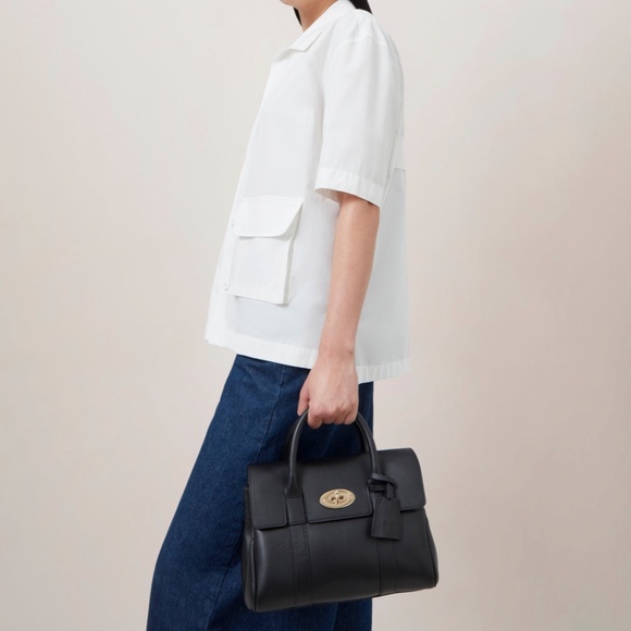 Mulberry 'Bayswater Satchel' in Black Classic Grain Leather  - MSRP $1545 - BNIB - Picture 4 of 7